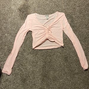 Pink long sleeve tie up in front